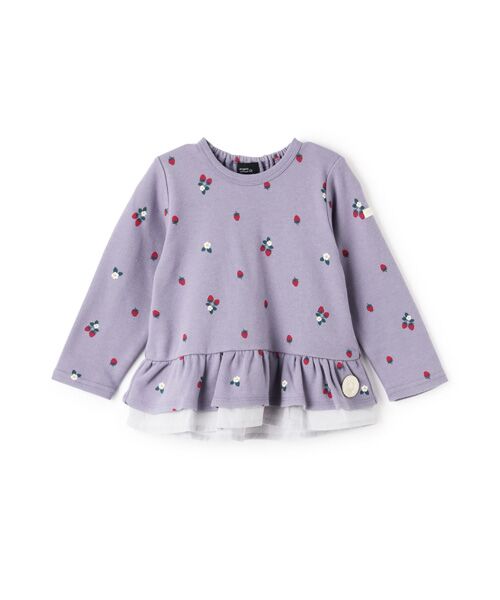 petit main/プティマイン 【オーガニック】ペプラム長袖Tシャツ ブル- 130 petit main/プティマイン 【オーガニック】ペプラム長袖Tシャツ ブル- 130