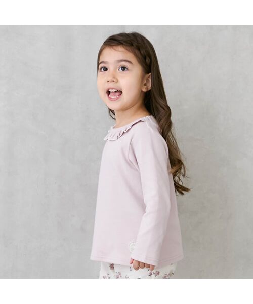 petit main / プティマイン Tシャツ | 【オーガニック】フリル衿長袖Tシャツ | 詳細1