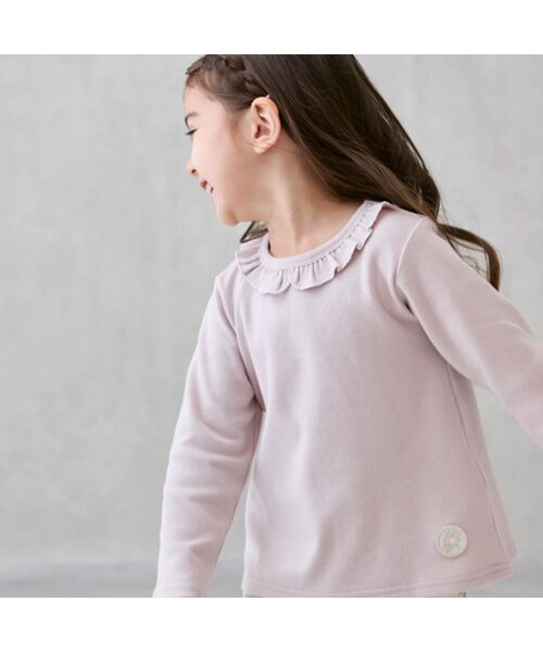 petit main / プティマイン Tシャツ | 【オーガニック】フリル衿長袖Tシャツ | 詳細3