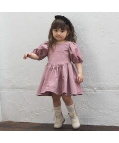 petit main / プティマイン ミニ丈・ひざ丈ワンピース | 【ﾘﾝｸ】袖ﾊﾟﾌﾜﾝﾋﾟｰｽ