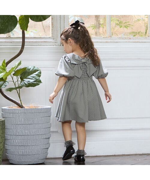 petit main / プティマイン ミニ丈・ひざ丈ワンピース | 【ﾘﾝｸ】袖ﾊﾟﾌﾜﾝﾋﾟｰｽ | 詳細1