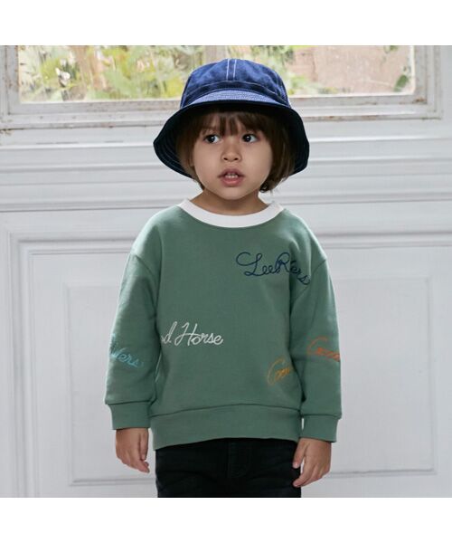 petit main/プティマイン 【Lee】ﾛｺﾞ刺繍ﾄﾚｰﾅｰ ｸﾞﾘ-ﾝ 120