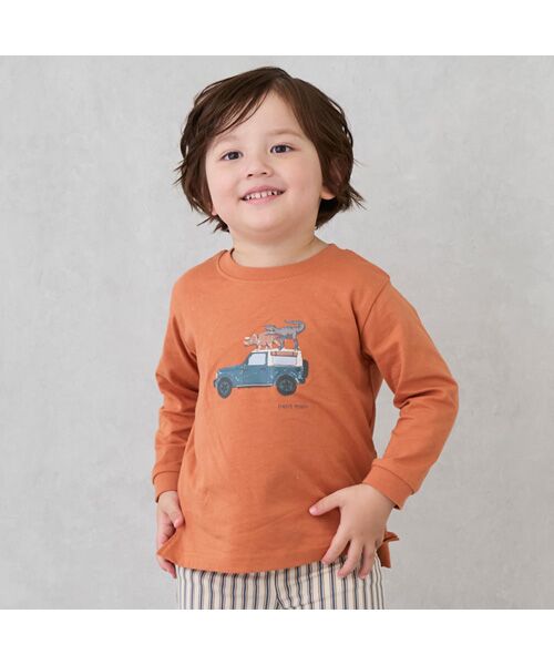 petit main/プティマイン 【プティプラ】BOYS長袖Tシャツ キャメル 80 petit main/プティマイン 【プティプラ】BOYS長袖Tシャツ キャメル 80