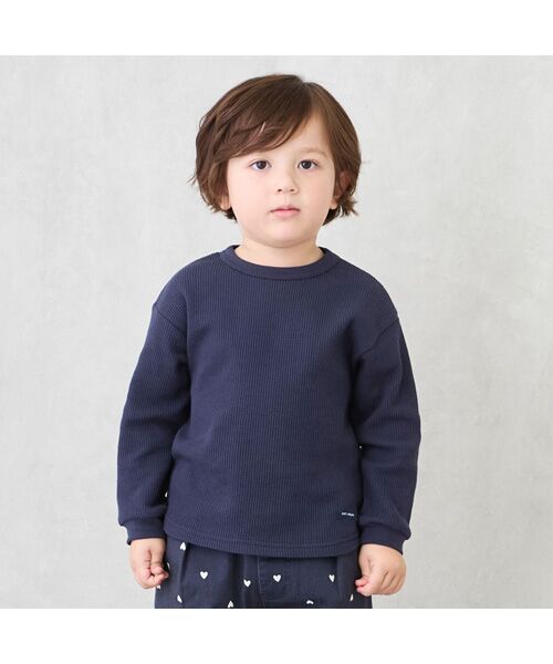 petit main/プティマイン 【GOODPRICE】ワッフル長袖Tシャツ コン 110 petit main/プティマイン 【GOODPRICE】ワッフル長袖Tシャツ コン 110