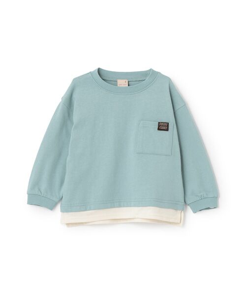 petit main/プティマイン 【GOODPRICE/食品防汚】裾ﾚｲﾔｰﾄﾞ長袖T ｴﾒﾗﾙﾄﾞｸﾞﾘ 120