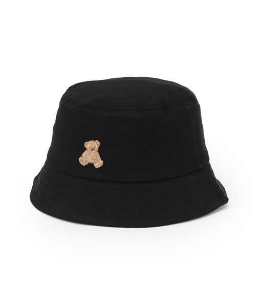 petit main/プティマイン くま刺繍バケットハット クロ 48 petit main/プティマイン くま刺繍バケットハット クロ 48
