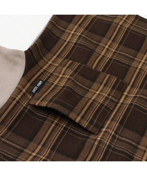 petit main / プティマイン Tシャツ | チェックドッキング長袖Tシャツ | 詳細7