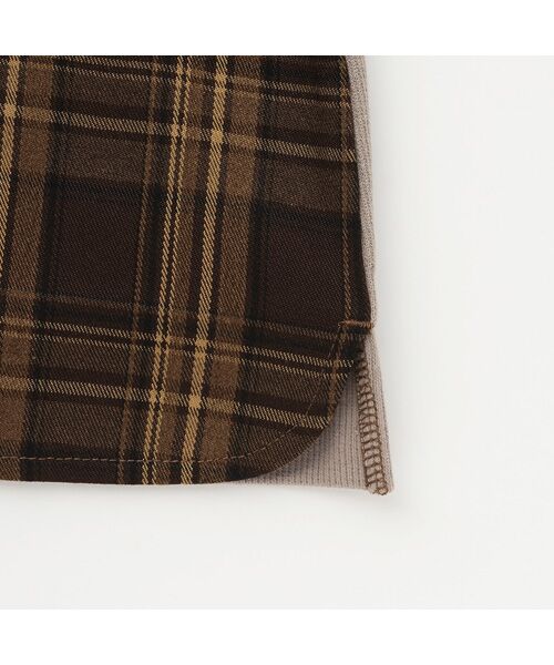 petit main / プティマイン Tシャツ | チェックドッキング長袖Tシャツ | 詳細9