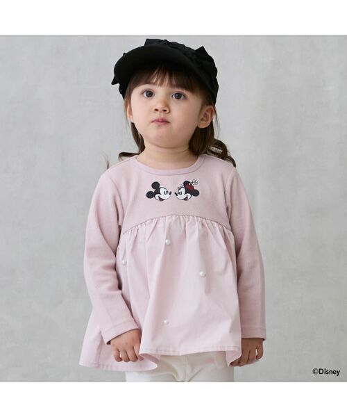 petit main/プティマイン 【Disney】ﾄﾞｯｷﾝｸﾞ長袖ﾁｭﾆｯｸ ﾋﾟﾝｸ 90