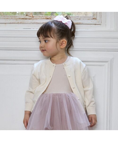 petit main/プティマイン 【ﾘﾝｸ】ﾊﾟｰﾙﾎﾞﾀﾝﾆｯﾄｶｰﾃﾞｨｶﾞﾝ ｱｲﾎﾞﾘ- M