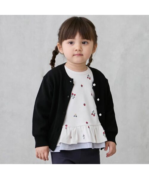 petit main/プティマイン 【ﾘﾝｸ】ﾊﾟｰﾙﾎﾞﾀﾝﾆｯﾄｶｰﾃﾞｨｶﾞﾝ ｸﾛ L