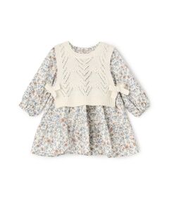 petit main / プティマイン ミニ丈・ひざ丈ワンピース | 【ﾘﾝｸ】ﾍﾞｽﾄ付ﾃｨｱｰﾄﾞﾜﾝﾋﾟｰｽ