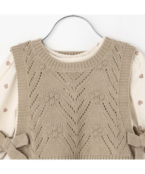 petit main / プティマイン ミニ丈・ひざ丈ワンピース | 【ﾘﾝｸ】ﾍﾞｽﾄ付ﾃｨｱｰﾄﾞﾜﾝﾋﾟｰｽ | 詳細6