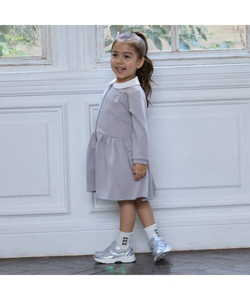 petit main / プティマイン ミニ丈・ひざ丈ワンピース | 【ﾊﾞﾚｴ】前あき衿ﾜﾝﾋﾟｰｽ | 詳細1