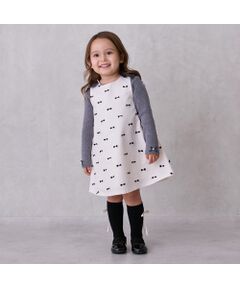 petit main / プティマイン ミニ丈・ひざ丈ワンピース | 【ﾘﾝｸ】肩ﾘﾎﾞﾝｼﾞｬﾝﾊﾟｰｽｶｰﾄ