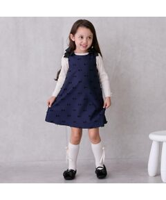 petit main / プティマイン ミニ丈・ひざ丈ワンピース | 【ﾘﾝｸ】肩ﾘﾎﾞﾝｼﾞｬﾝﾊﾟｰｽｶｰﾄ