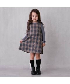 petit main / プティマイン ミニ丈・ひざ丈ワンピース | 【ﾘﾝｸ】肩ﾘﾎﾞﾝｼﾞｬﾝﾊﾟｰｽｶｰﾄ