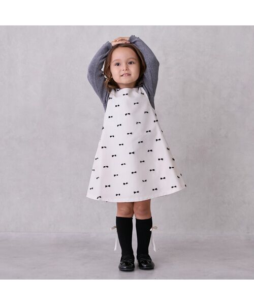 petit main / プティマイン ミニ丈・ひざ丈ワンピース | 【ﾘﾝｸ】肩ﾘﾎﾞﾝｼﾞｬﾝﾊﾟｰｽｶｰﾄ | 詳細1