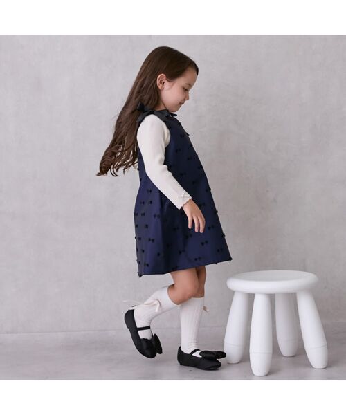 petit main / プティマイン ミニ丈・ひざ丈ワンピース | 【ﾘﾝｸ】肩ﾘﾎﾞﾝｼﾞｬﾝﾊﾟｰｽｶｰﾄ | 詳細2