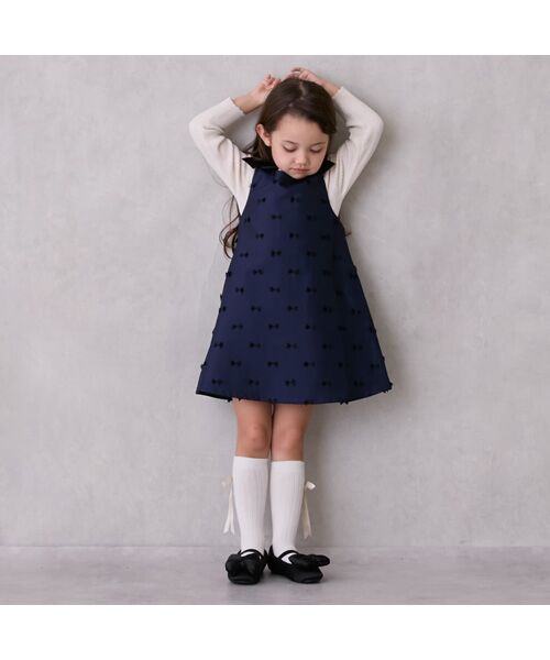 petit main / プティマイン ミニ丈・ひざ丈ワンピース | 【ﾘﾝｸ】肩ﾘﾎﾞﾝｼﾞｬﾝﾊﾟｰｽｶｰﾄ | 詳細3