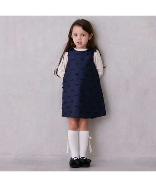 petit main / プティマイン ミニ丈・ひざ丈ワンピース | 【ﾘﾝｸ】肩ﾘﾎﾞﾝｼﾞｬﾝﾊﾟｰｽｶｰﾄ | 詳細4