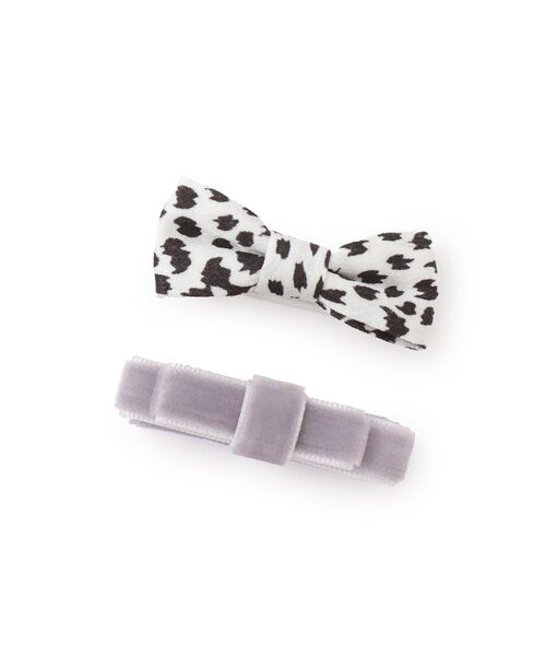petit main/プティマイン リボンヘアクリップ 2P アイボリ- F petit main/プティマイン リボンヘアクリップ 2P アイボリ- F