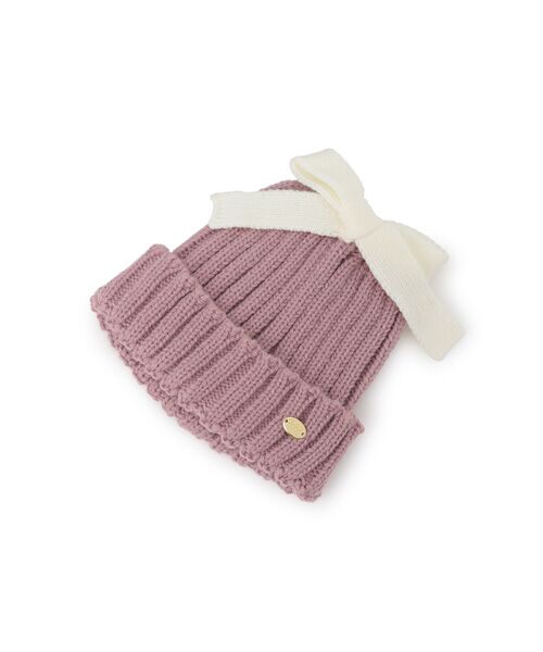 petit main/プティマイン ﾘﾎﾞﾝﾆｯﾄ帽 ﾋﾟﾝｸ M