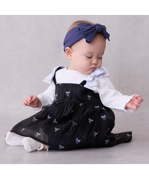 petit main / プティマイン ロンパース | ﾘﾎﾞﾝ刺繍OPｾｯﾄｱｯﾌﾟ | 詳細1