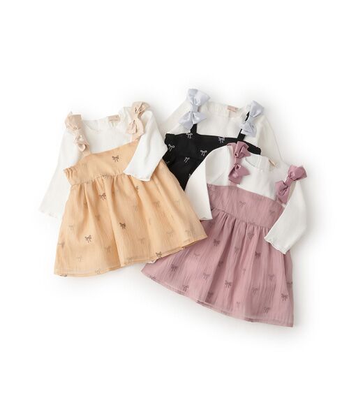 petit main / プティマイン ロンパース | ﾘﾎﾞﾝ刺繍OPｾｯﾄｱｯﾌﾟ | 詳細13