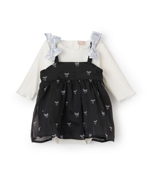 petit main / プティマイン ロンパース | ﾘﾎﾞﾝ刺繍OPｾｯﾄｱｯﾌﾟ | 詳細2