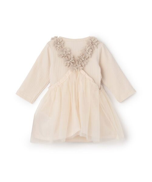 petit main / プティマイン ロンパース | お花ﾁｭｰﾙ長袖OPｾｯﾄ | 詳細3