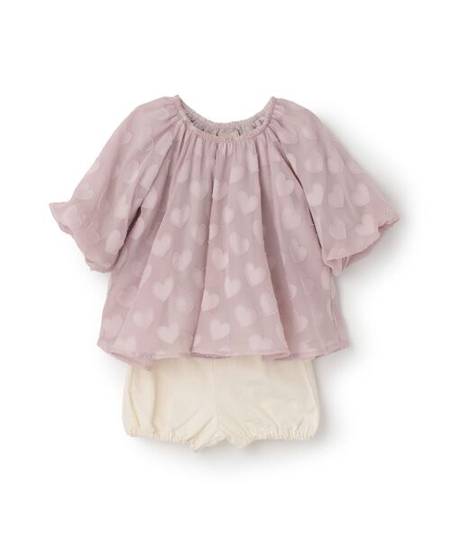 petit main/プティマイン ﾊｰﾄﾁｭﾆｯｸｾｯﾄｱｯﾌﾟ L･ﾋﾟﾝｸ 80