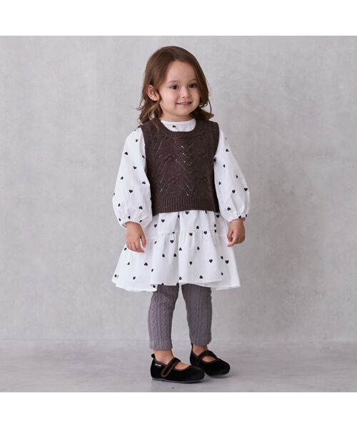 petit main / プティマイン ベビー・キッズウエア | 【ﾘﾝｸ】ﾍﾞｽﾄ付きOPｾｯﾄｱｯﾌﾟ | 詳細1