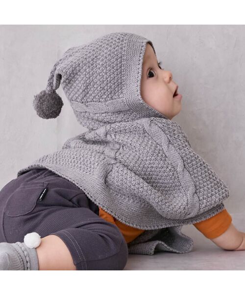 petit main/プティマイン ﾆｯﾄｹｰﾌﾟ TOP･ｸﾞﾚ- F