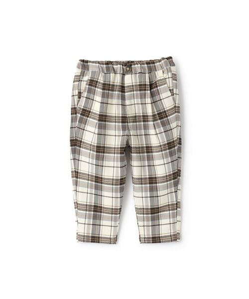 petit main/プティマイン チェックストレッチパンツ アイボリ- 90