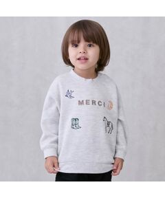 petit main / プティマイン Tシャツ | ロゴモチーフ接結長袖Tシャツ