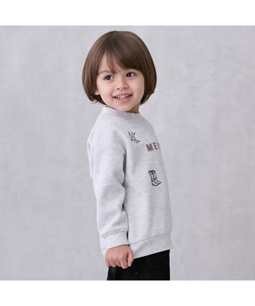 petit main / プティマイン Tシャツ | ロゴモチーフ接結長袖Tシャツ | 詳細1