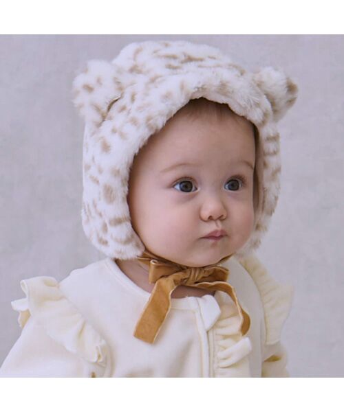 petit main/プティマイン もこもこねこｷｬｯﾌﾟ L･ｸﾞﾚ- F