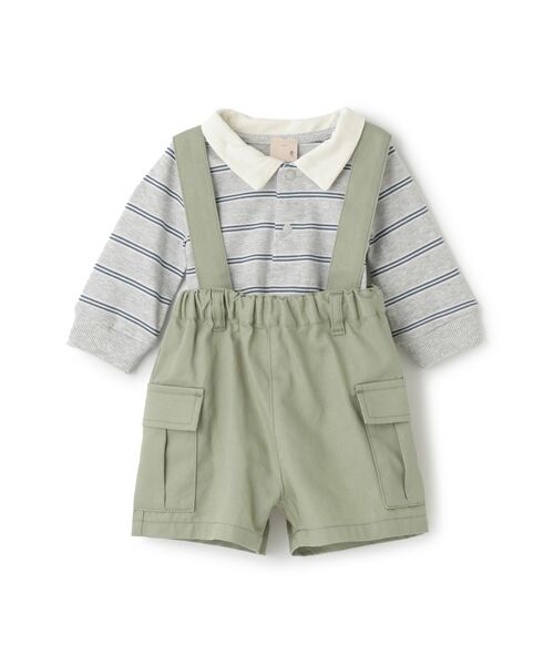 petit main/プティマイン ｻｽ付きｶｰｺﾞﾊﾟﾝﾂｾｯﾄ ｸﾞﾚ- 70