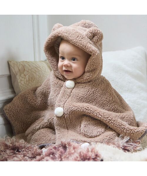 petit main / プティマイン ベビー・キッズウエア | 【抗菌防臭】2WAYアニマルボアケープ | 詳細1