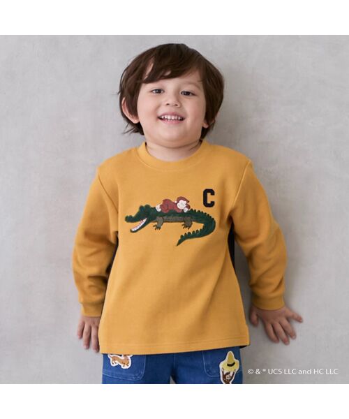 petit main/プティマイン 【おさるのｼﾞｮｰｼﾞ】接結ｱｯﾌﾟﾘｹ長袖Tｼｬﾂ ｸﾘ-ﾑ 90