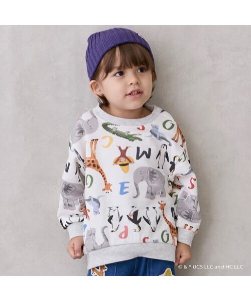 petit main/プティマイン 【おさるのｼﾞｮｰｼﾞ】総柄ﾄﾚｰﾅｰ ｱｲﾎﾞﾘ- 130