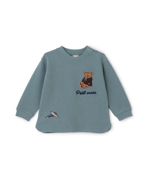 petit main/プティマイン 接結クマサガラ長袖Tシャツ L･グリ-ン 100