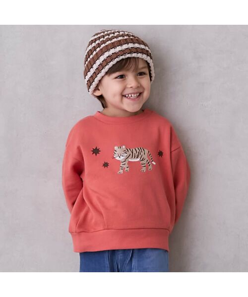 petit main/プティマイン モチーフトレーナー オレンジ 130