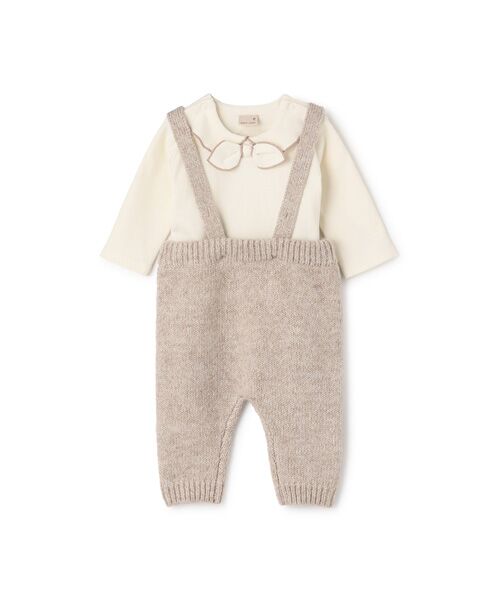 petit main/プティマイン サス付きニットパンツセット ベ-ジュ 80