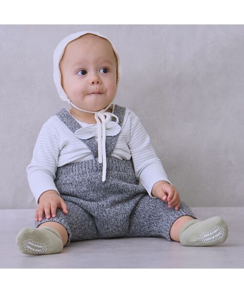 petit main/プティマイン サス付きニットパンツセット チャコ-ル 70
