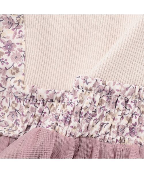 petit main / プティマイン Tシャツ | お花チュールドッキング長袖T | 詳細5