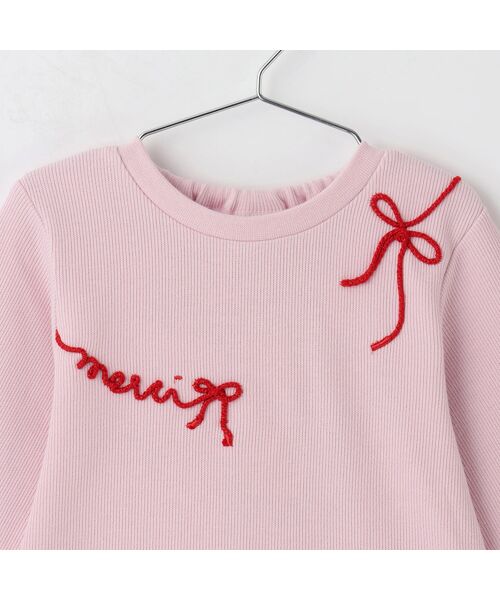 petit main / プティマイン Tシャツ | ロゴ刺繍長袖Tシャツ | 詳細2