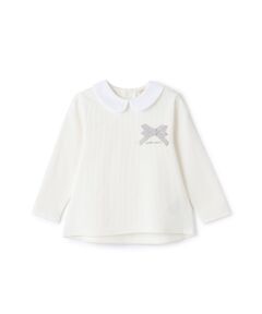 petit main / プティマイン Tシャツ | 衿付きリボン長袖Tシャツ