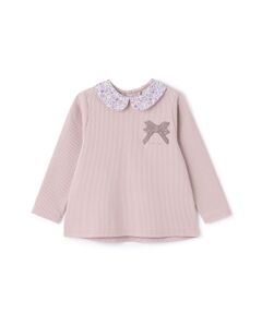 petit main / プティマイン Tシャツ | 衿付きリボン長袖Tシャツ